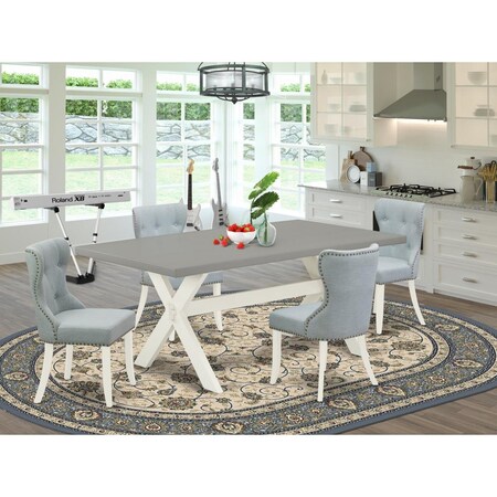 East West Furniture 5 Piece X-Style Kitchen Dining Room Set - Linen White X097SI215-5